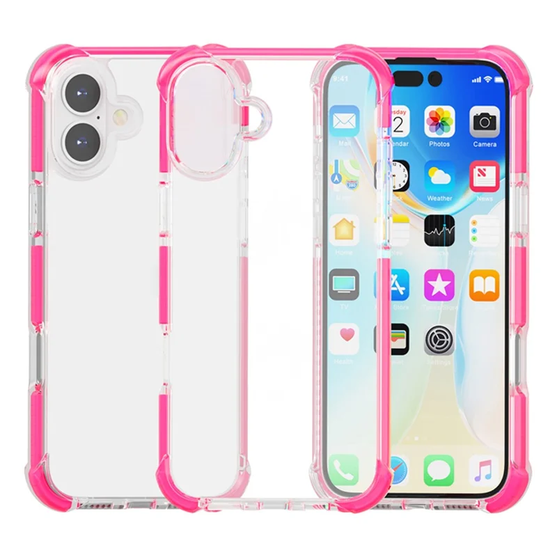 Für iPhone 17 Hülle Vier Ecken Anti-Sturz Klare TPU + TPE + PC Handyhülle - Transparentes Pink