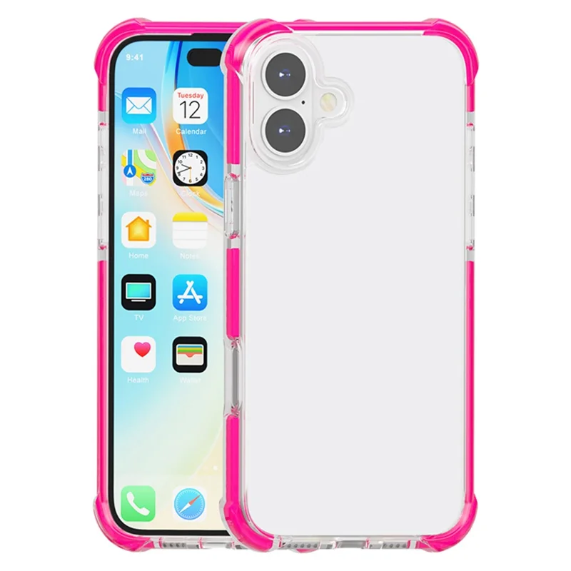 Für iPhone 17 Hülle Vier Ecken Anti-Sturz Klare TPU + TPE + PC Handyhülle - Transparentes Pink