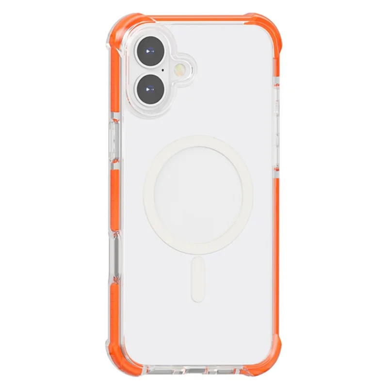 For iPhone 17 Case Compatible with MagSafe Reinforced Corners TPU + Acrylic + TPE Phone Cover - Orange