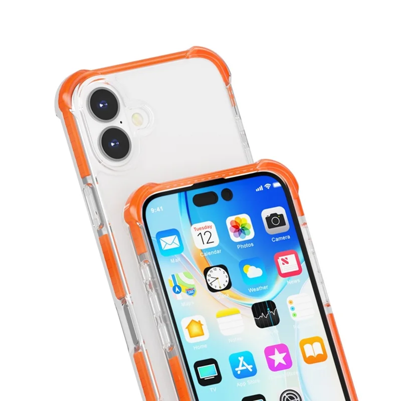 For iPhone 17 Case Compatible with MagSafe Reinforced Corners TPU + Acrylic + TPE Phone Cover - Orange