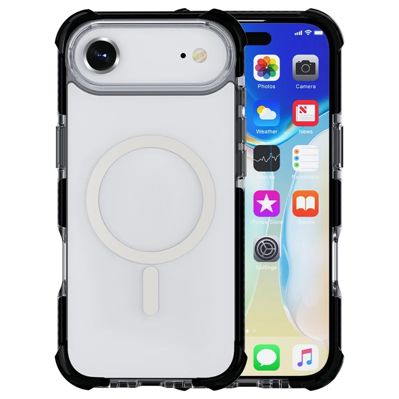 Für iPhone 17 Air Case Kompatibel mit MagSafe Verstärkte Ecken TPU + Acryl + TPE Handyhülle - Schwarz