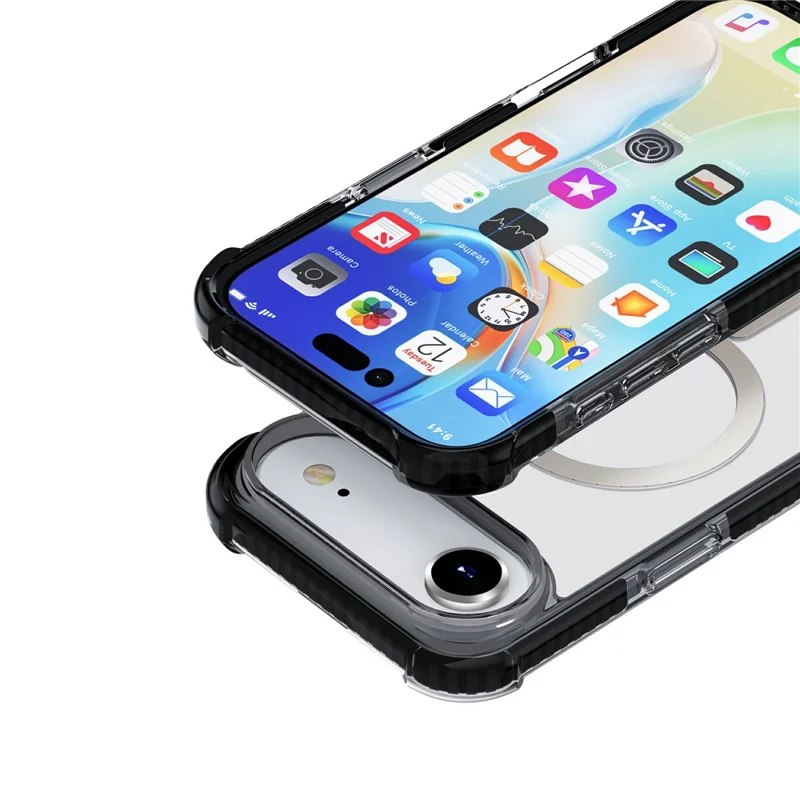 Für iPhone 17 Air Case Kompatibel mit MagSafe Verstärkte Ecken TPU + Acryl + TPE Handyhülle - Schwarz