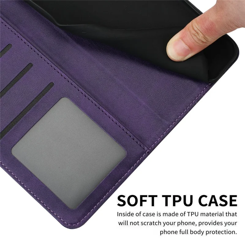 For Samsung Galaxy S25 FE Case Flip Stand Calf Texture PU Leather Wallet Phone Cover with Strap - Purple