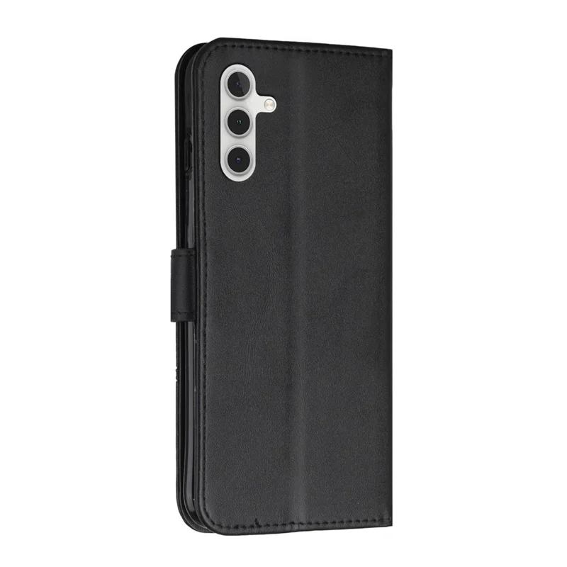 For Samsung Galaxy S25 FE Leather Phone Case Foldable Stand Wallet Flip Cover with Strap - Black