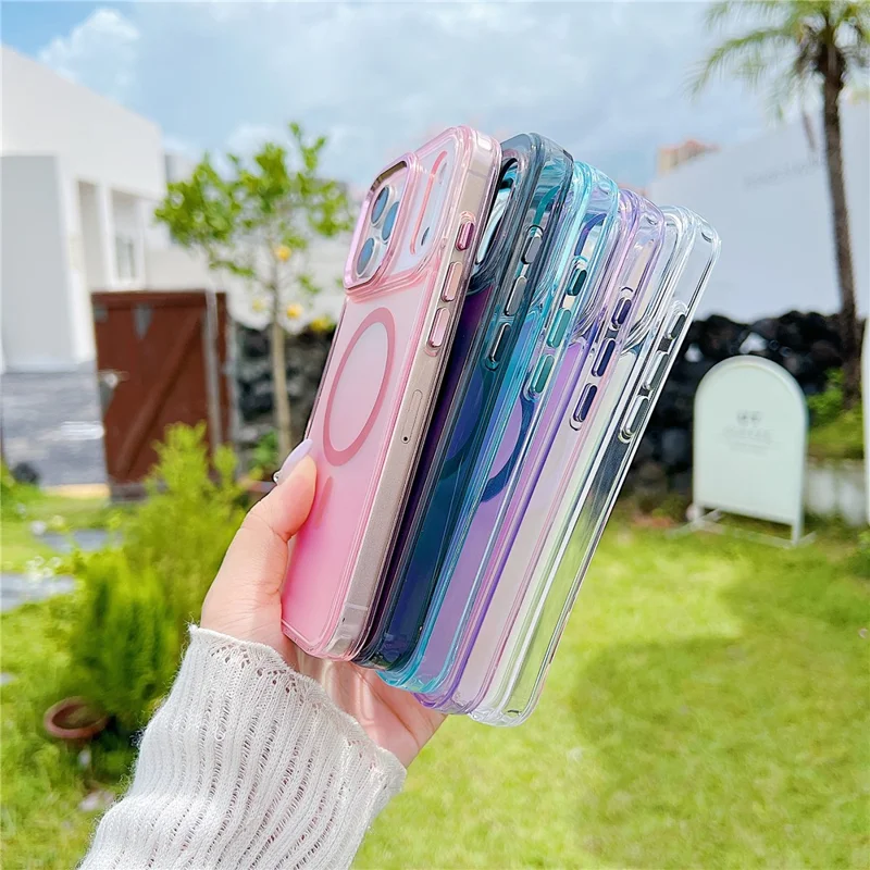 For iPhone 17 Pro Case Compatible with MagSafe Color Changing TPU Phone Back Cover - Black