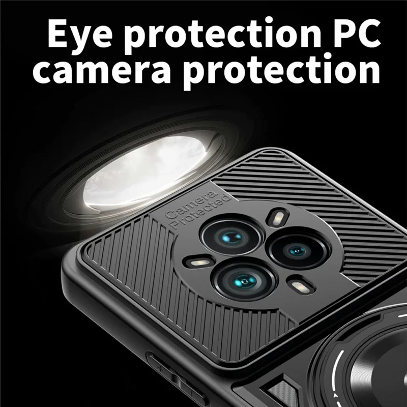 For Realme 14 Pro 5G Magnetic Case Rotating Kickstand TPU + PC Phone Cover - Black