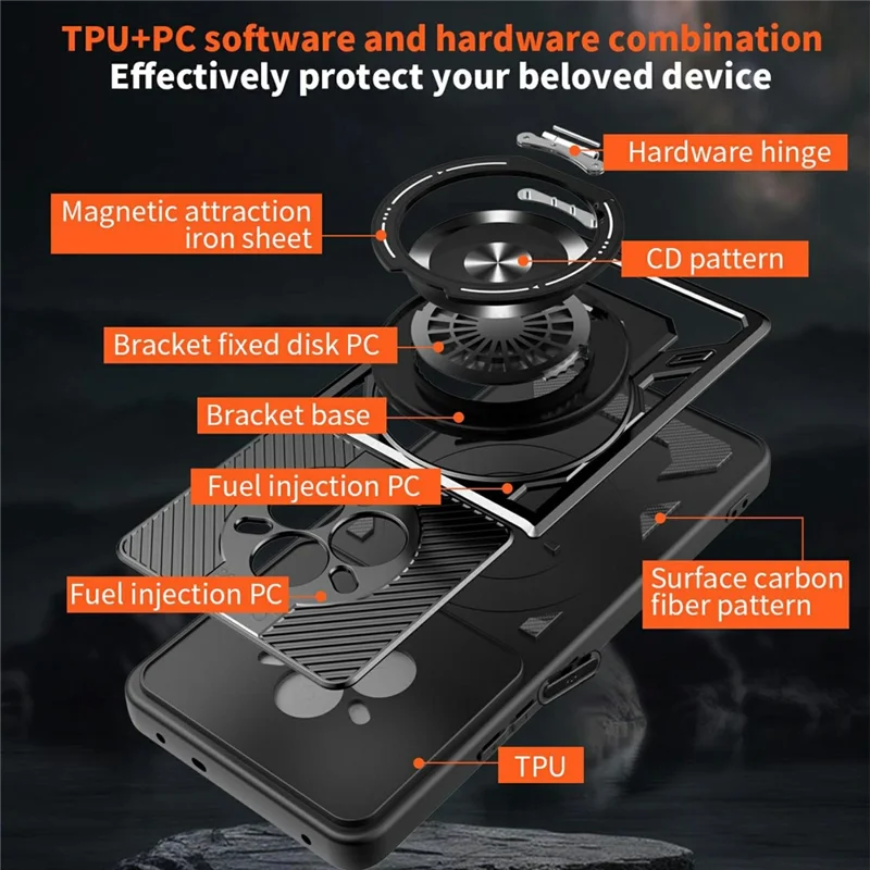 For Realme 14 Pro 5G Magnetic Case Rotating Kickstand TPU + PC Phone Cover - Red