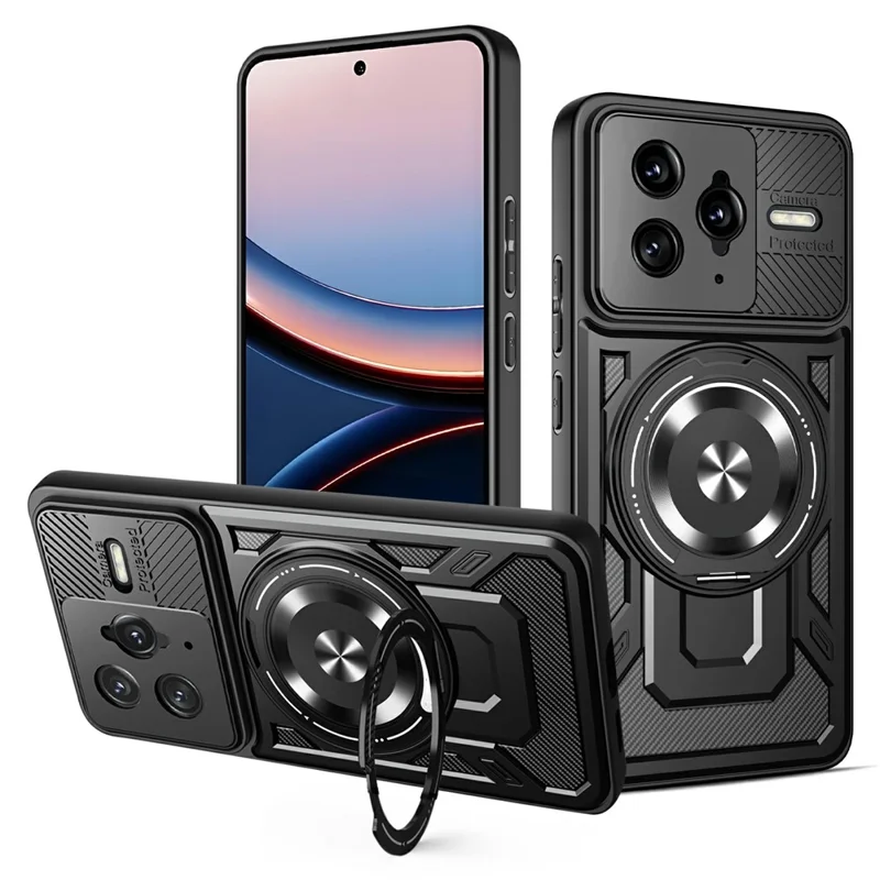 Per Xiaomi Poco F7 Ultra 5G / Redmi K80 Pro 5G Cover Magnetica con Supporto Rotante in TPU + PC - Nero