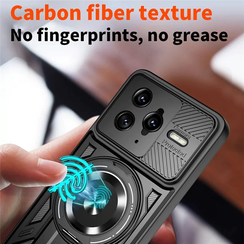 Per Xiaomi Poco F7 Ultra 5G / Redmi K80 Pro 5G Cover Magnetica con Supporto Rotante in TPU + PC - Nero