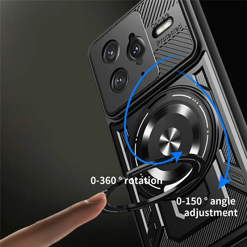 Per Xiaomi Poco F7 Ultra 5G / Redmi K80 Pro 5G Cover Magnetica con Supporto Rotante in TPU + PC - Nero