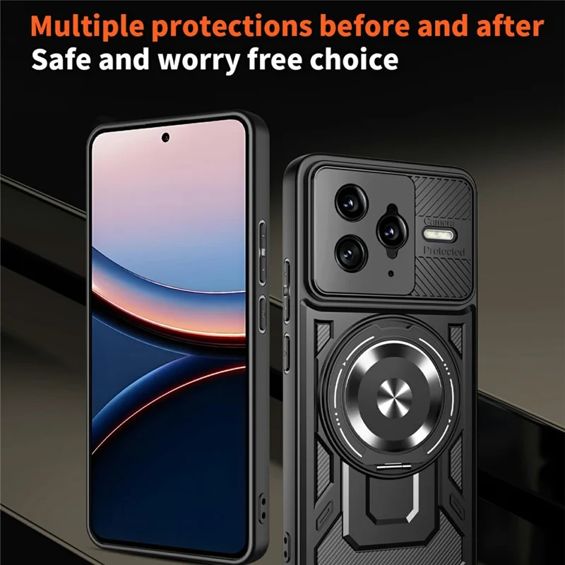 Per Xiaomi Poco F7 Ultra 5G / Redmi K80 Pro 5G Cover Magnetica con Supporto Rotante in TPU + PC - Nero