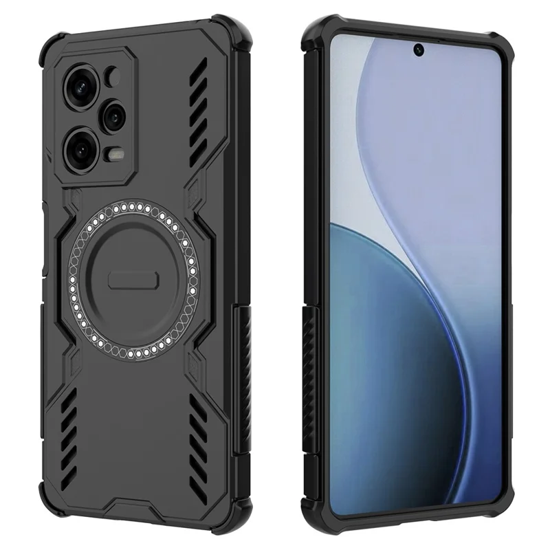 Pour Xiaomi Redmi Note 12 Pro 5G Étui Magnétique Papillon Blindé Dissipation Thermique PC + TPU Housse de Téléphone - Noir