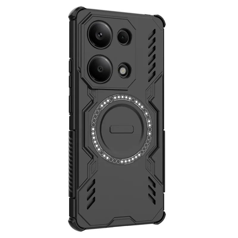 Para Xiaomi Redmi Note 13 Pro 4G Funda Magnética Armadura de Mariposa Disipación de Calor PC + TPU Carcasa de Teléfono - Negro
