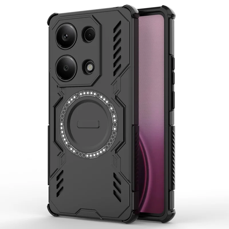 Para Xiaomi Redmi Note 13 Pro 4G Funda Magnética Armadura de Mariposa Disipación de Calor PC + TPU Carcasa de Teléfono - Negro