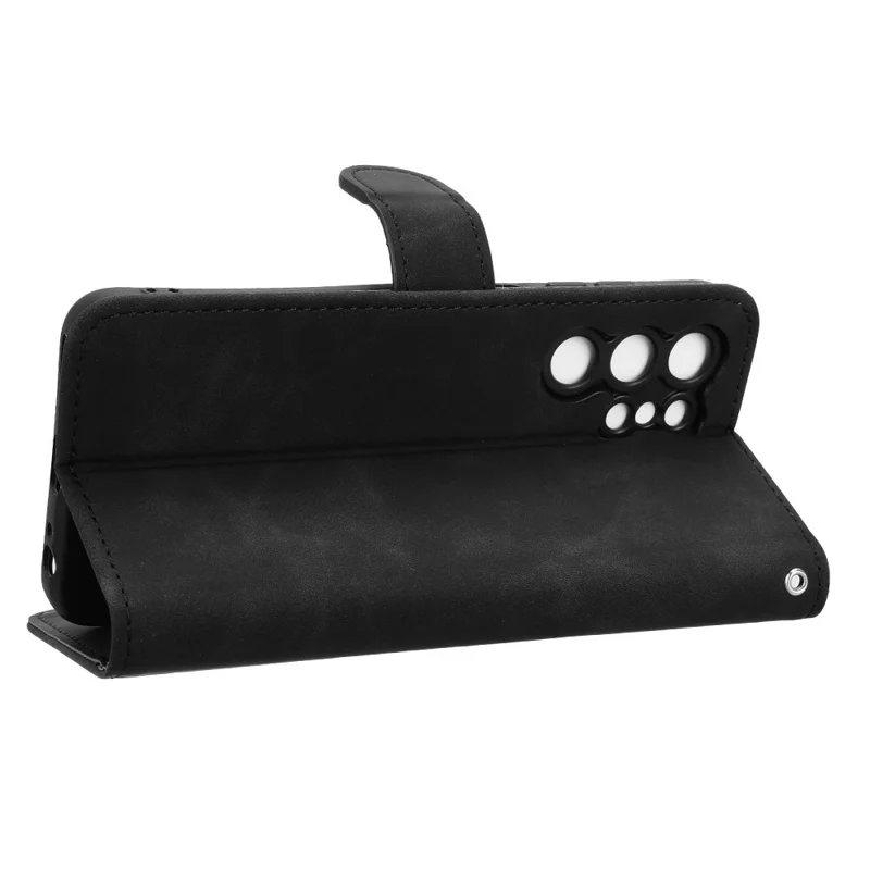 For Oukitel C61 Leather Case Skin Feel Anti Drop Wallet Flip Phone Cover - Black