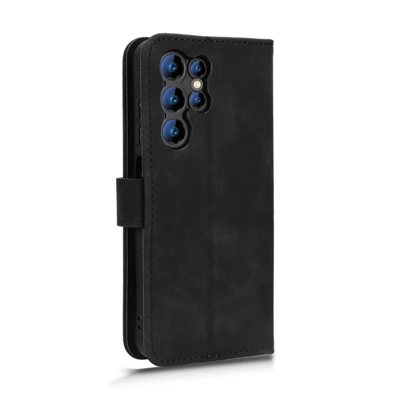 For Oukitel C61 Leather Case Skin Feel Anti Drop Wallet Flip Phone Cover - Black