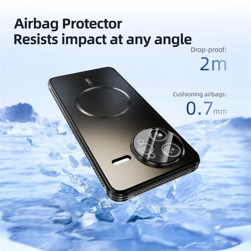 ABEEL For Xiaomi Redmi K80 5G  /  Poco F7 Pro 5G Magnetic Case TPU PC Cooling Matte Phone Back Cover with Lens Film - Black