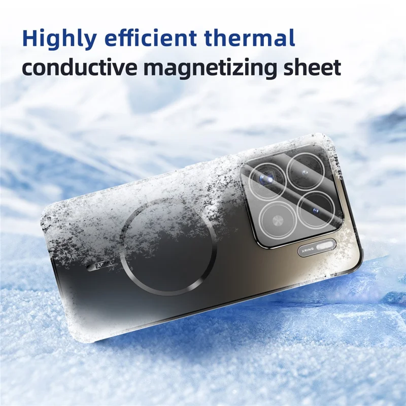 ABEEL For Xiaomi 15 Pro Magnetic Case TPU PC Cooling Matte Phone Back Cover with Lens Film - Black