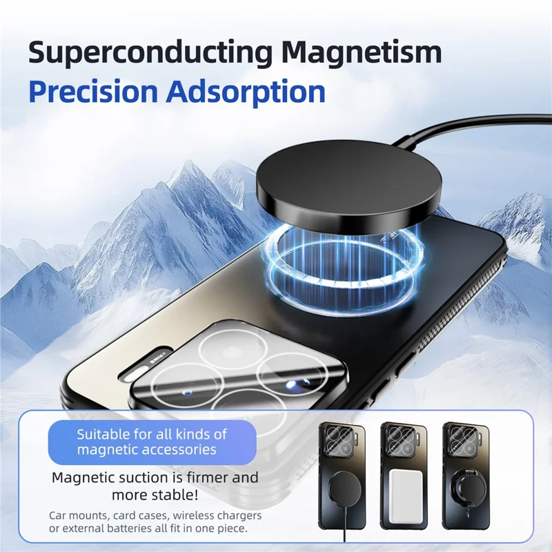 ABEEL For Xiaomi 15 Magnetic Case TPU PC Cooling Matte Phone Back Cover with Lens Film - Black