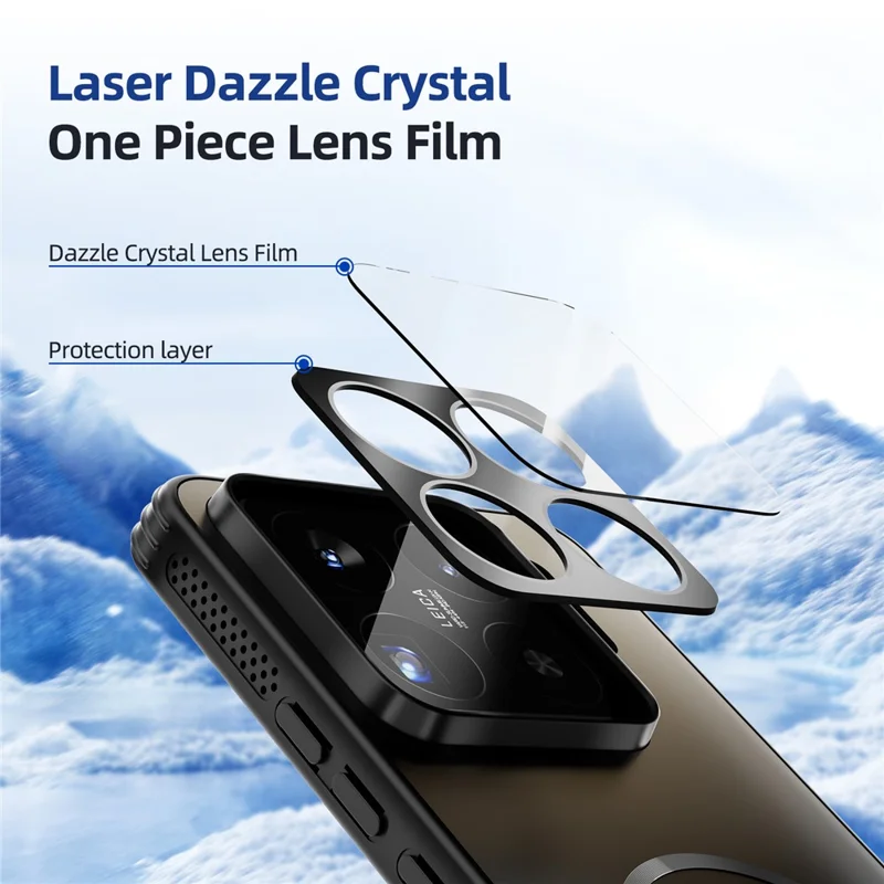 ABEEL For Xiaomi 15 Magnetic Case TPU PC Cooling Matte Phone Back Cover with Lens Film - Black