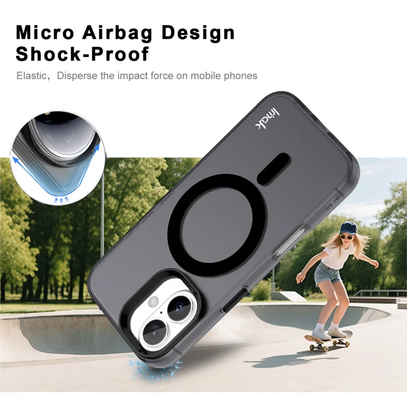 Cover IMAK per iPhone 17 Compatibile con MagSafe, Colore Caramella, Antiurto in TPU + PET - Nero