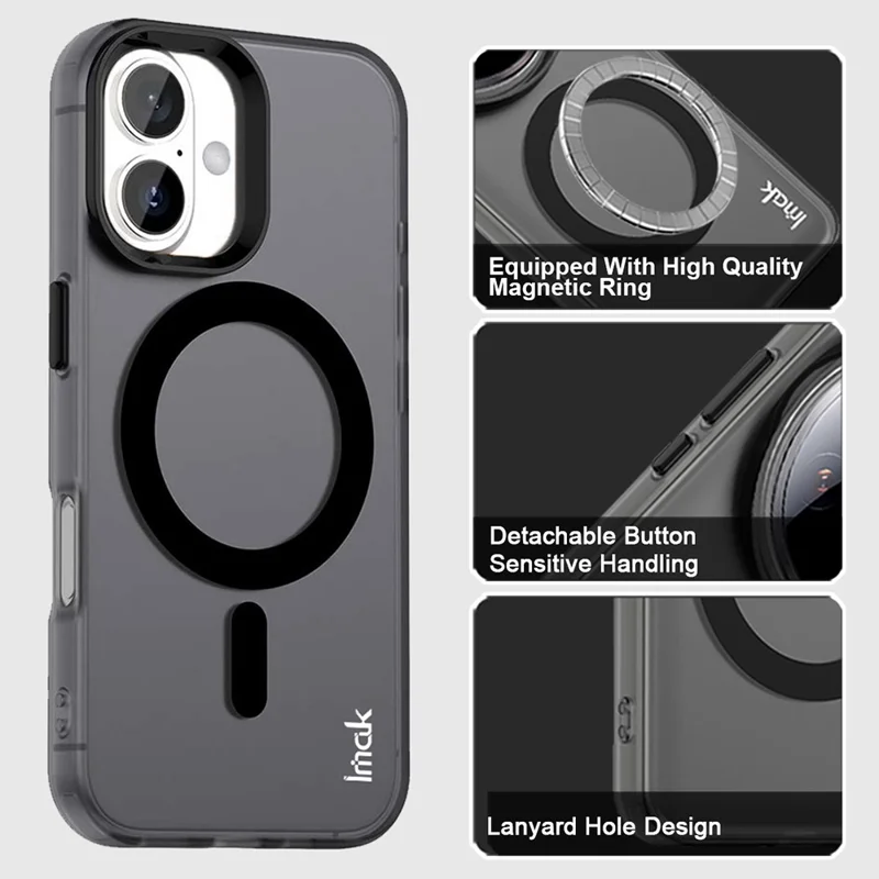 Cover IMAK per iPhone 17 Compatibile con MagSafe, Colore Caramella, Antiurto in TPU + PET - Nero