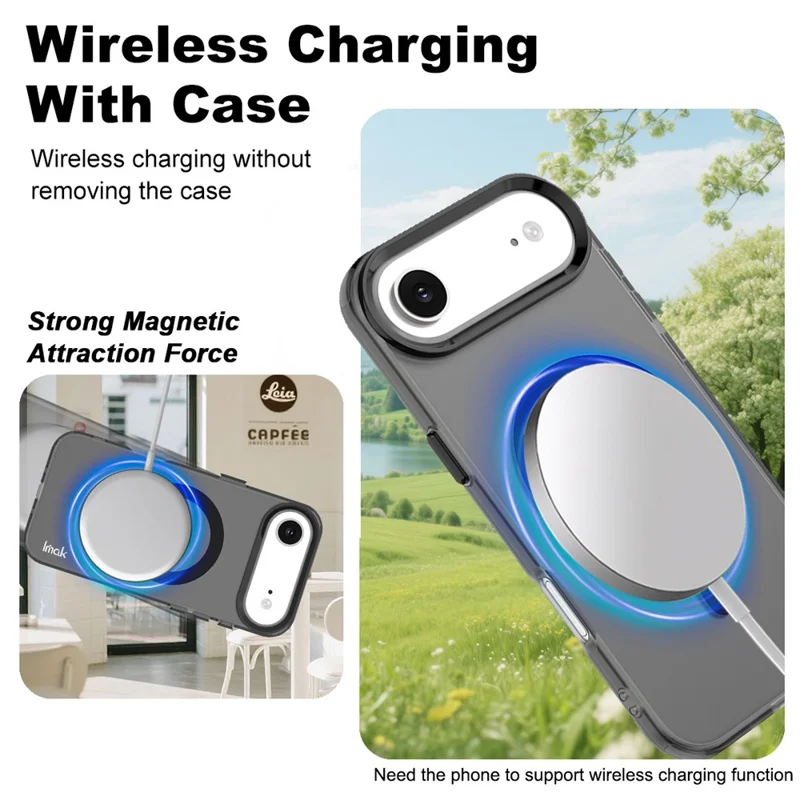 IMAK Per iPhone 17 Air Case Compatibile con MagSafe Cover Colore Caramella Antiurto TPU + PET - Nero