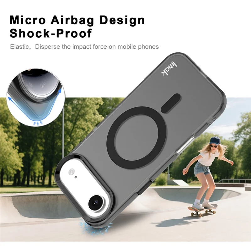 IMAK Per iPhone 17 Air Case Compatibile con MagSafe Cover Colore Caramella Antiurto TPU + PET - Nero