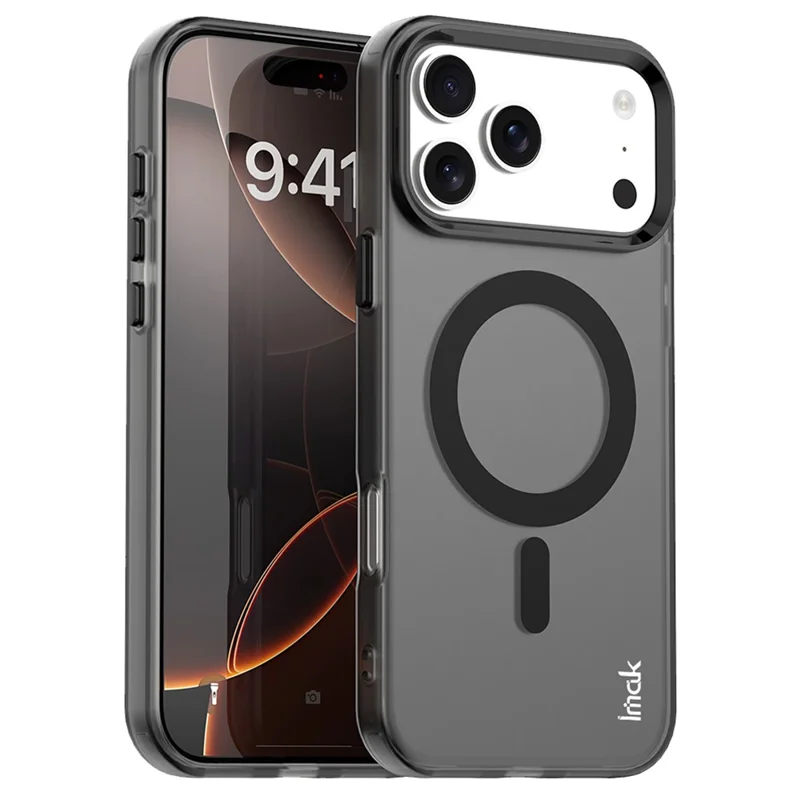 IMAK Funda para iPhone 17 Pro Compatible con MagSafe Carcasa de Color Caramelo Antigolpes TPU + PET - Negro