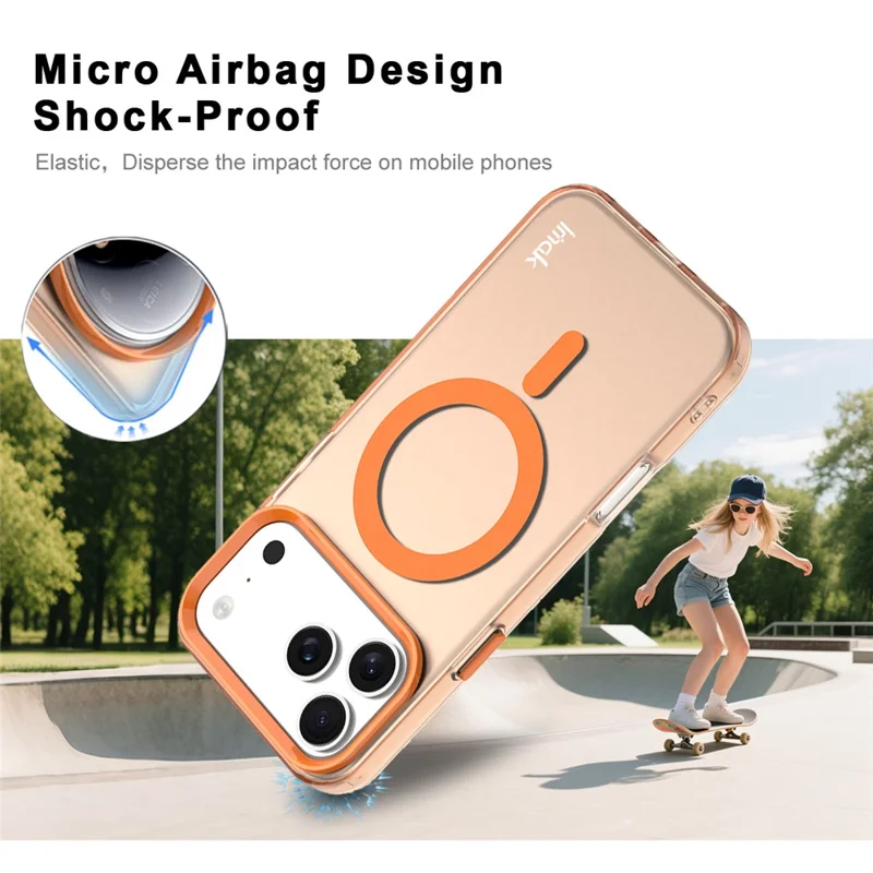 IMAK For iPhone 17 Pro Max Case Compatible with MagSafe Candy Color Anti Drop TPU + PET Back Cover - Orange