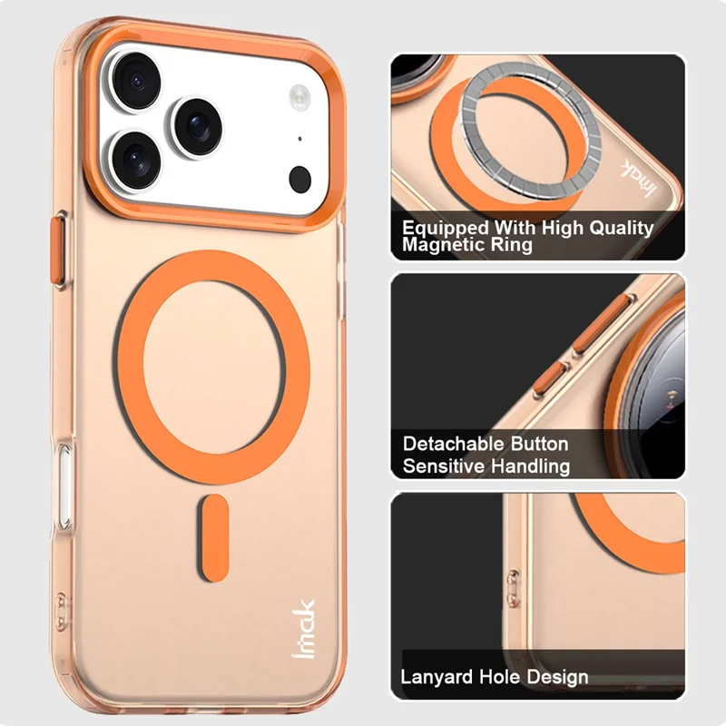 IMAK For iPhone 17 Pro Max Case Compatible with MagSafe Candy Color Anti Drop TPU + PET Back Cover - Orange