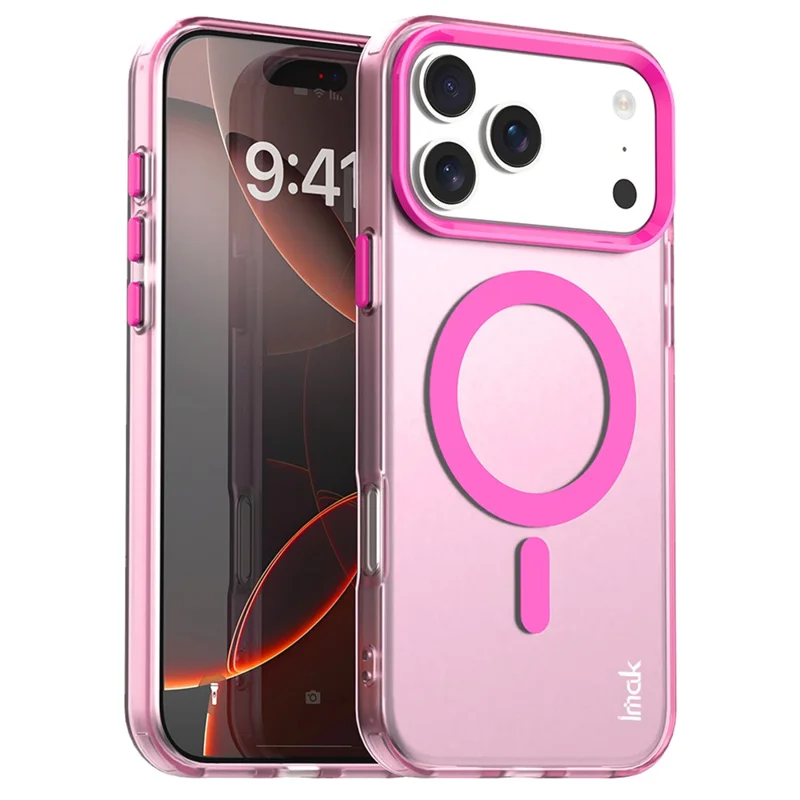 IMAK For iPhone 17 Pro Max Case Compatible with MagSafe Candy Color Anti Drop TPU + PET Back Cover - Red
