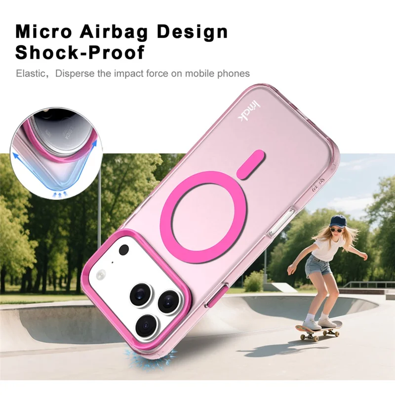 IMAK For iPhone 17 Pro Max Case Compatible with MagSafe Candy Color Anti Drop TPU + PET Back Cover - Red