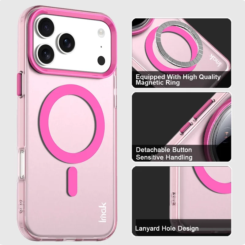 IMAK For iPhone 17 Pro Max Case Compatible with MagSafe Candy Color Anti Drop TPU + PET Back Cover - Red