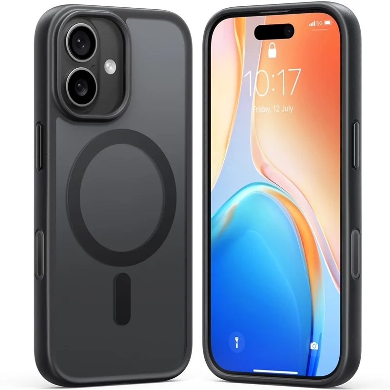 TORRAS Pour iPhone 17 Étui Magnétique Mat PC + TPU Coque de Téléphone - Noir
