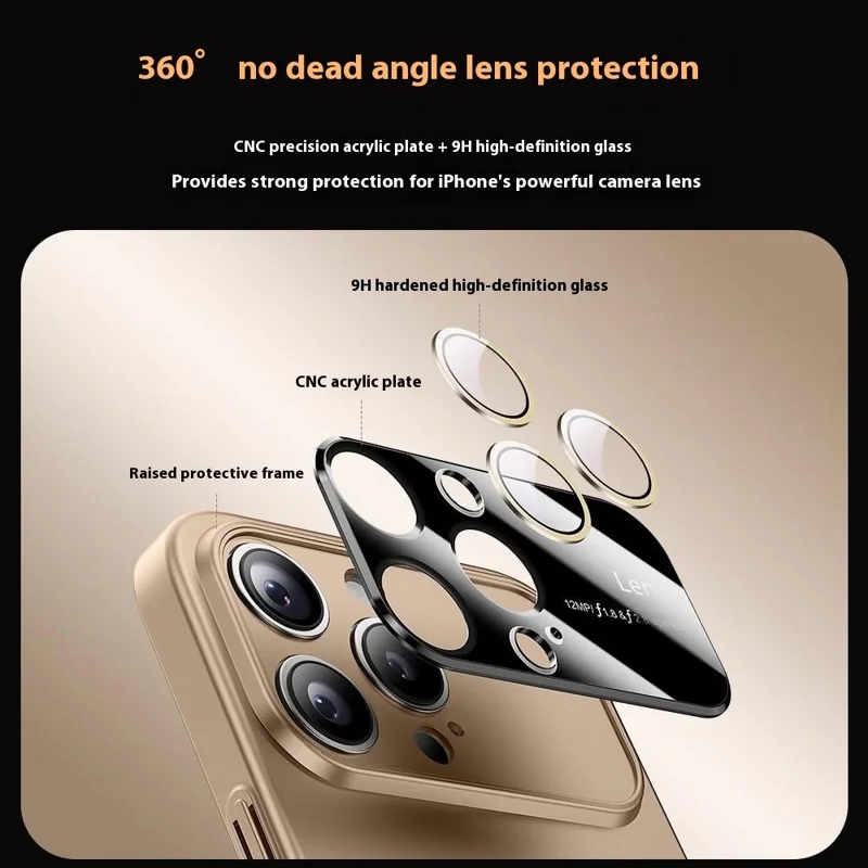 For iPhone 16 Pro Max Magnetic Case Large View Window Matte PC Phone Back Cover with Lens Film - Desert Gold - Desert Gold