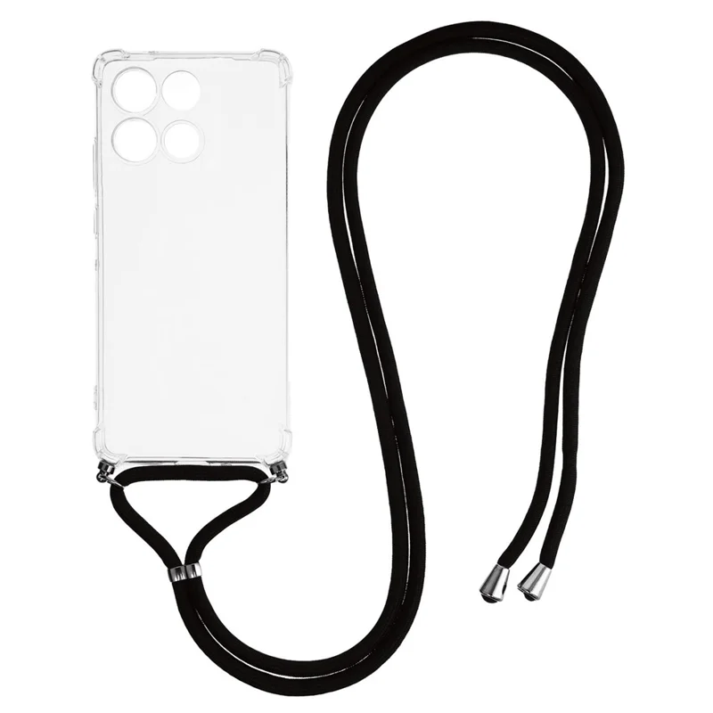 For Motorola Moto G56 5G Case Reinforced Corner TPU Clear Phone Cover with Lanyard