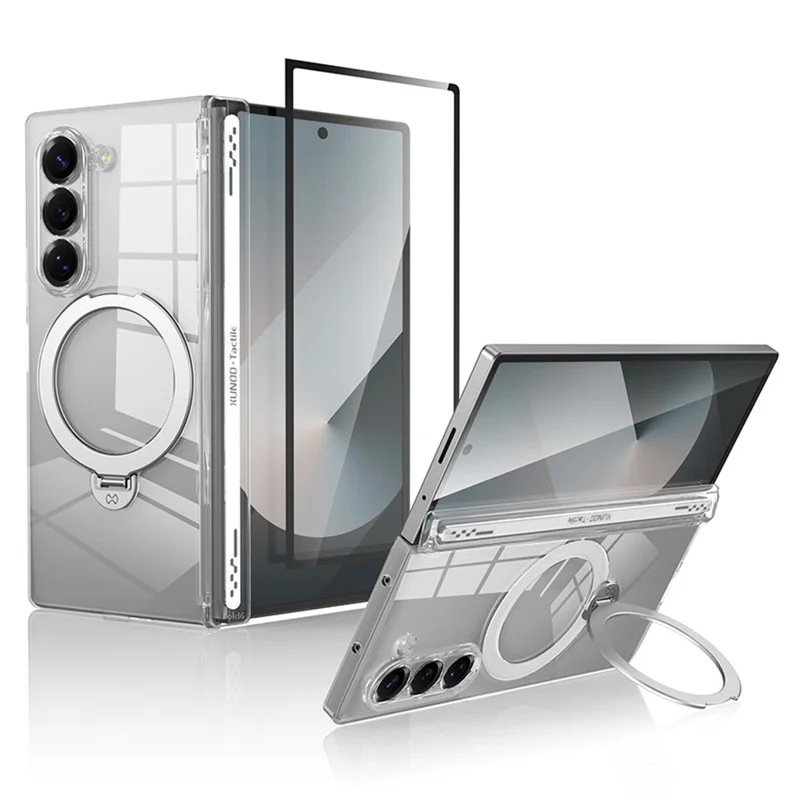 XUNDD For Samsung Galaxy Z Fold6 5G Case Compatible with MagSafe Kickstand PC Cover with Tempered Glass