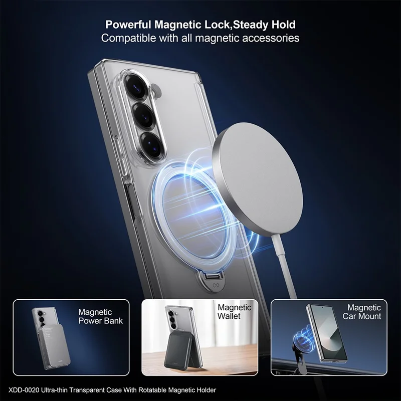 XUNDD For Samsung Galaxy Z Fold6 5G Case Compatible with MagSafe Kickstand PC Cover with Tempered Glass