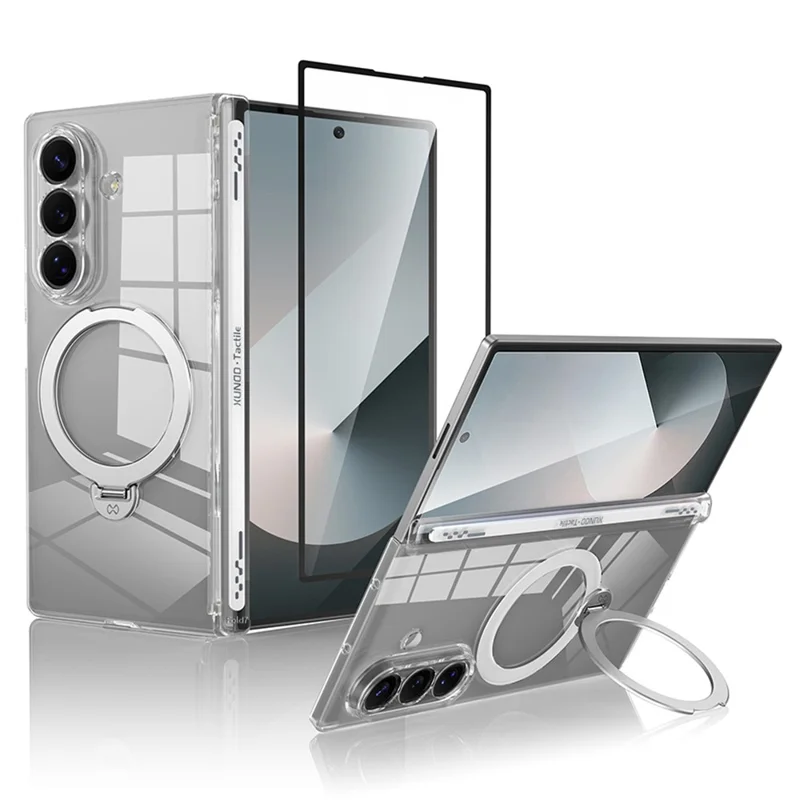 XUNDD For Samsung Galaxy Z Fold7 5G Case Compatible with MagSafe Kickstand PC Cover with Tempered Glass