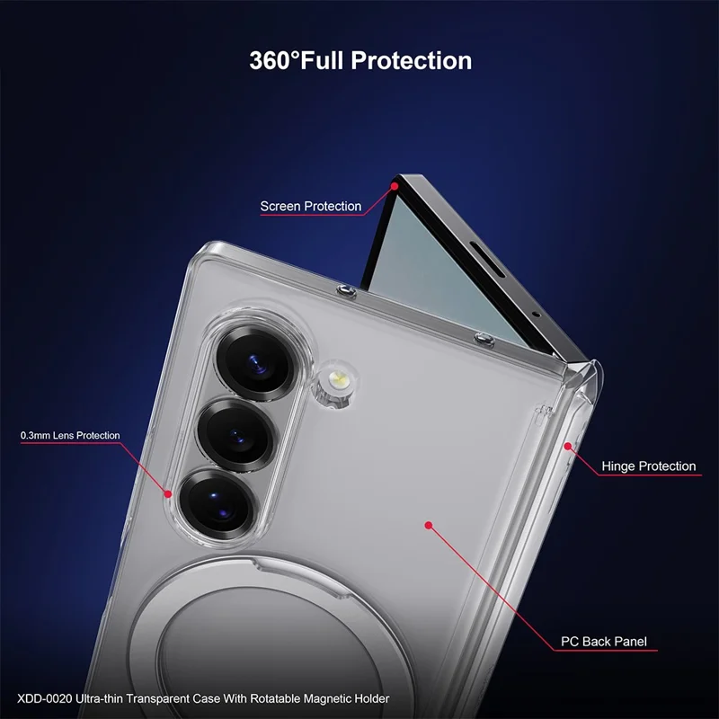 XUNDD For Samsung Galaxy Z Fold7 5G Case Compatible with MagSafe Kickstand PC Cover with Tempered Glass