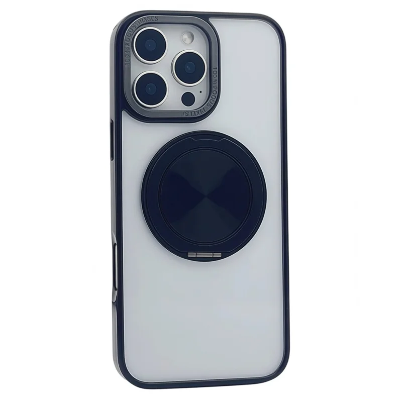 For iPhone 16 Pro Max Magnetic Case Acrylic TPU Phone Back Cover with Kickstand - Black
