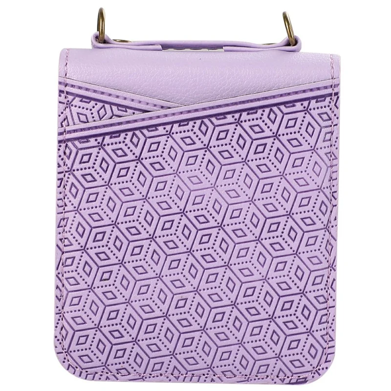 For Samsung Galaxy Z Flip5 5G Case Imprinted Rhombus Leather Phone Cover with Card Slots - Purple
