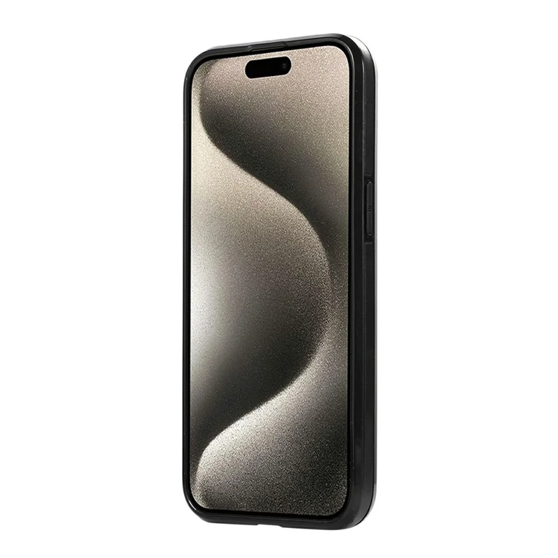For iPhone 14 Pro Max Case Magnetic Kickstand PU Leather Coated PC + TPU Phone Cover - Black
