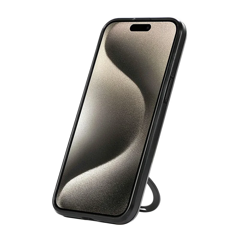 For iPhone 14 Pro Max Case Magnetic Kickstand PU Leather Coated PC + TPU Phone Cover - Black