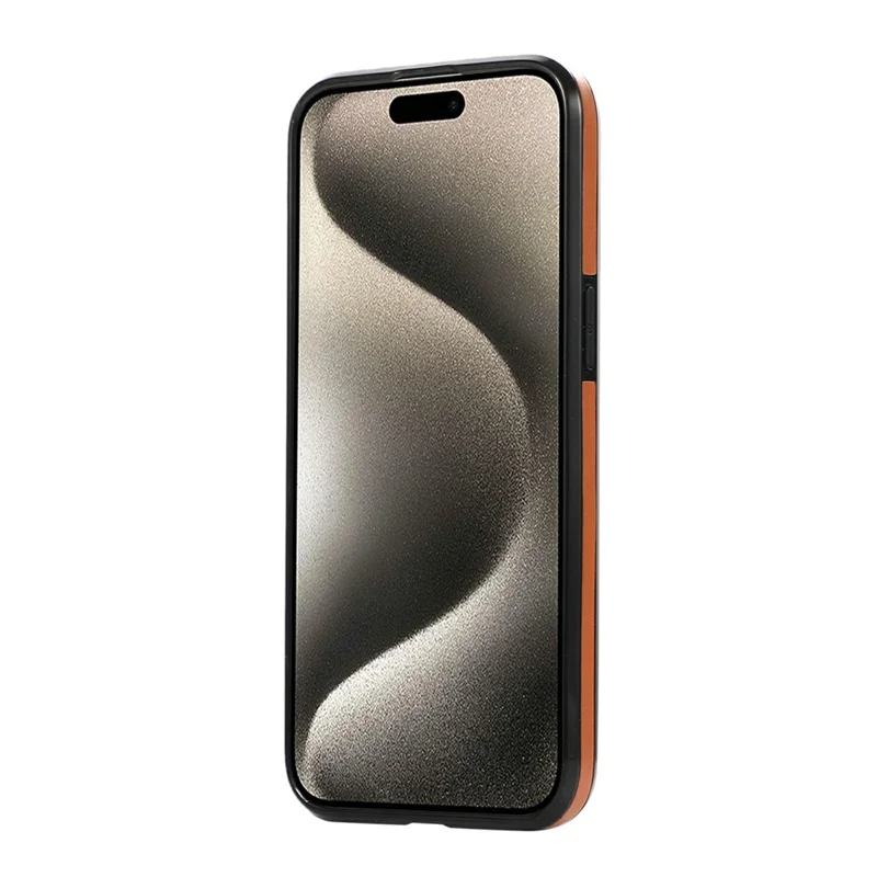 For iPhone 14 Pro Case Magnetic Kickstand PU Leather Coated PC + TPU Phone Cover - Brown