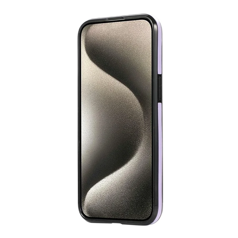 For iPhone 13 Pro Max Case Magnetic Kickstand PU Leather Coated PC + TPU Phone Cover - Purple