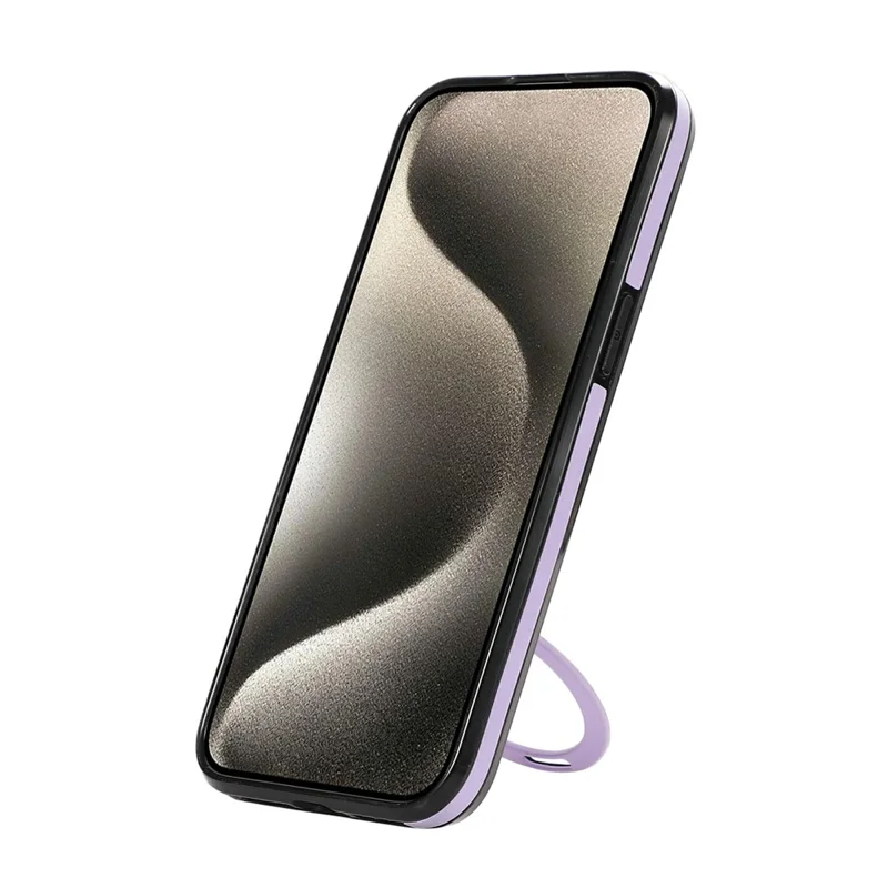 For iPhone 13 Pro Max Case Magnetic Kickstand PU Leather Coated PC + TPU Phone Cover - Purple