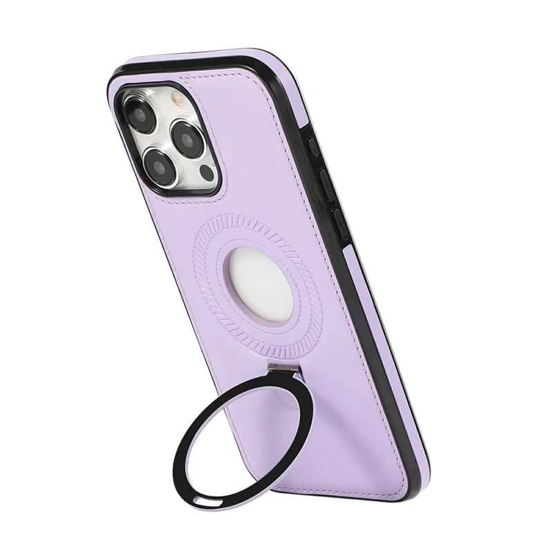 For iPhone 13 Pro Max Case Magnetic Kickstand PU Leather Coated PC + TPU Phone Cover - Purple
