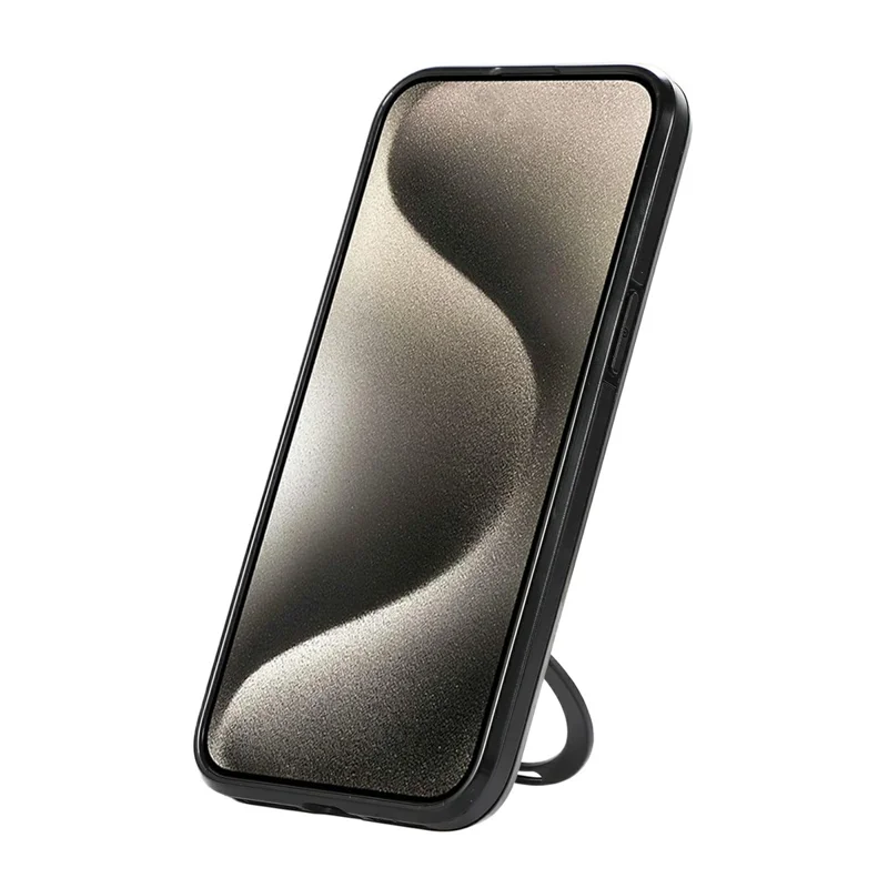 For iPhone 13 Pro Case Magnetic Kickstand PU Leather Coated PC + TPU Phone Cover - Black